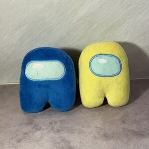 Among Us Plush Lot‎ of 2 Blue Yellow Mini Crewmate Plushies Toys